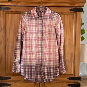 Free People Cotton Plaid Long Shirt/Dress